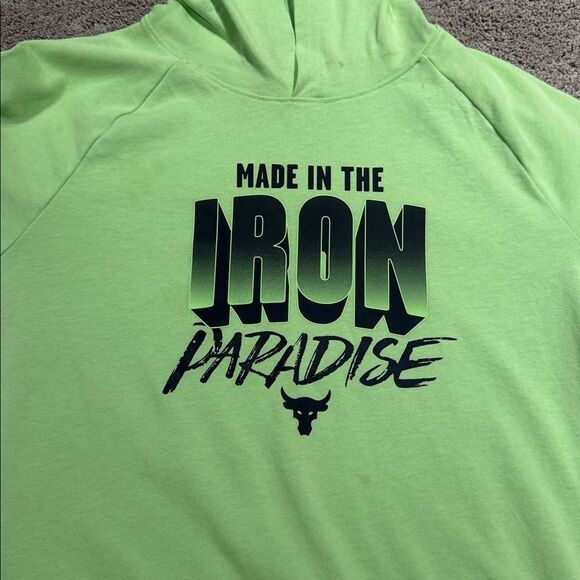Under Armour Other - Under armour Project Rock short sleeve hoodie! Lime green size youth XL